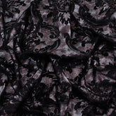 Floral Velour Fabric, Metallic Silver & Black